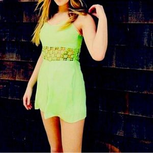LF Aus 10 US 4 Lime Crochet Cutout Romper